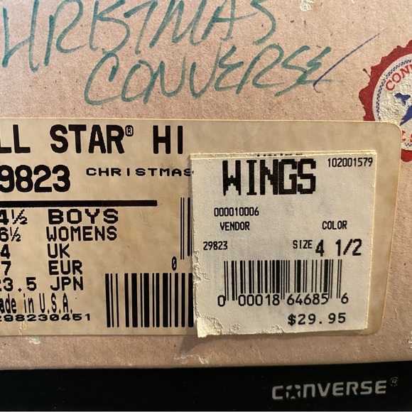 RARE Converse Christmas Holiday High Tops Sneakers OG Box 6.5 Women’s - Picture 7 of 8